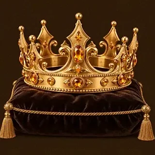 Gold crown on cushion — Casiny