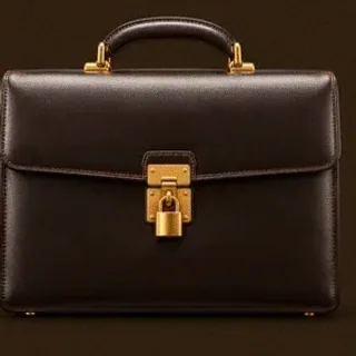 Locked leather briefcase — Casiny
