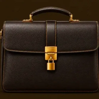 Locked leather briefcase — Casiny